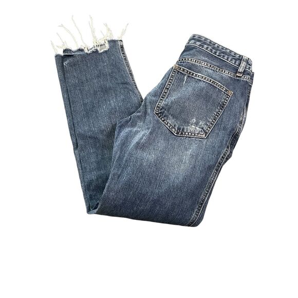 Free People We the Free Blue Raw Hem Denim Jeans Women's 25 5-Button Fly - Picture 1 of 11